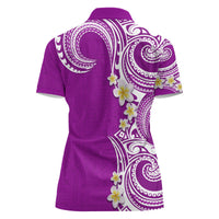 Aloha Polynesian Plumeria Flower Women Polo Shirt Purple Color