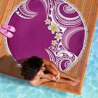 Aloha Polynesian Plumeria Flower Beach Blanket Pink Color