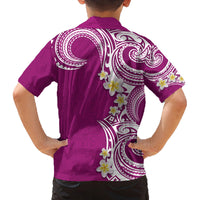 Aloha Polynesian Plumeria Flower Family Matching Long Sleeve Bodycon Dress and Hawaiian Shirt Pink Color LT03 - Polynesian Pride