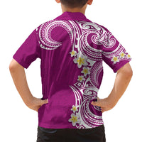 Aloha Polynesian Plumeria Flower Family Matching Short Sleeve Bodycon Dress and Hawaiian Shirt Pink Color LT03 - Polynesian Pride