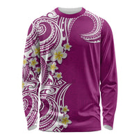 Aloha Polynesian Plumeria Flower Long Sleeve Shirt Pink Color LT03 Unisex Pink - Polynesian Pride