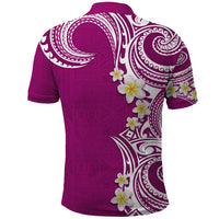 Aloha Polynesian Plumeria Flower Polo Shirt Pink Color