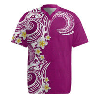 Aloha Polynesian Plumeria Flower Rugby Jersey Pink Color
