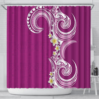 Aloha Polynesian Plumeria Flower Shower Curtain Pink Color