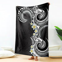 Aloha Polynesian Plumeria Flower Blanket Black White Color