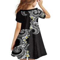Aloha Polynesian Plumeria Flower Family Matching Short Sleeve Bodycon Dress and Hawaiian Shirt Black White Color LT03 - Polynesian Pride