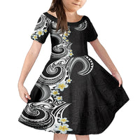 Aloha Polynesian Plumeria Flower Kid Short Sleeve Dress Black White Color LT03 KID Black - Polynesian Pride