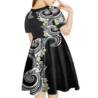 Aloha Polynesian Plumeria Flower Kid Short Sleeve Dress Black White Color LT03 - Polynesian Pride