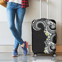 Aloha Polynesian Plumeria Flower Luggage Cover Black White Color LT03 - Polynesian Pride