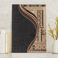 Samoa Siapo Motif and Tapa Pattern Half Style Canvas Wall Art Beige Color