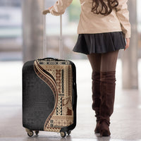 Samoa Siapo Motif and Tapa Pattern Half Style Luggage Cover Beige Color