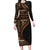 Samoa Siapo Motif and Tapa Pattern Half Style Long Sleeve Bodycon Dress Black Color