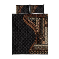 Samoa Siapo Motif and Tapa Pattern Half Style Quilt Bed Set Black Color