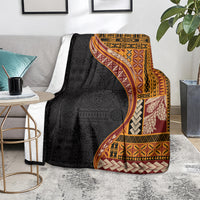 Samoa Siapo Motif and Tapa Pattern Half Style Blanket Yellow Color