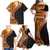 Samoa Siapo Motif and Tapa Pattern Half Style Family Matching Off Shoulder Maxi Dress and Hawaiian Shirt Yellow Color