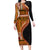 Samoa Siapo Motif and Tapa Pattern Half Style Long Sleeve Bodycon Dress Yellow Color