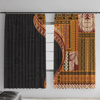 Samoa Siapo Motif and Tapa Pattern Half Style Window Curtain Yellow Color LT03 With Hooks Yellow - Polynesian Pride