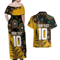 Custom New Zealand and Australia Rugby Couples Matching Off Shoulder Maxi Dress and Hawaiian Shirt Maori Warrior With Aboriginal Version