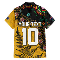 Custom New Zealand and Australia Rugby Family Matching Off The Shoulder Long Sleeve Dress and Hawaiian Shirt Maori Warrior With Aboriginal Version