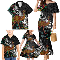 New Zealand Fern and Australia Emu Family Matching Mermaid Dress and Hawaiian Shirt Aboriginal Mix Maori Pattern