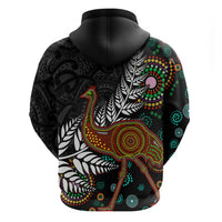 New Zealand Fern and Australia Emu Hoodie Aboriginal Mix Maori Pattern