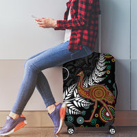 New Zealand Fern and Australia Emu Luggage Cover Aboriginal Mix Maori Pattern