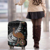 New Zealand Fern and Australia Emu Luggage Cover Aboriginal Mix Maori Pattern