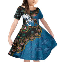 Fiji Palm Tree and Australia Kangaroo Family Matching Mermaid Dress and Hawaiian Shirt Aboriginal Mix Tapa Pattern