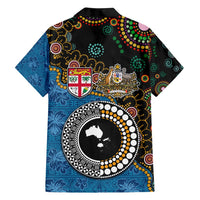 Fiji Palm Tree and Australia Kangaroo Family Matching Tank Maxi Dress and Hawaiian Shirt Aboriginal Mix Tapa Pattern