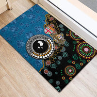 Fiji Palm Tree and Australia Kangaroo Rubber Doormat Aboriginal Mix Tapa Pattern