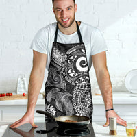 Aotearoa Maori Sea Animals Tribal Apron Manta Ray and Shark Moko Pattern Black Color