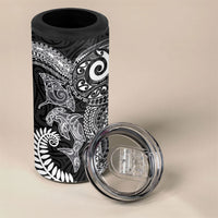 Aotearoa Maori Sea Animals Tribal 4 in 1 Can Cooler Tumbler Manta Ray and Shark Moko Pattern Black Color