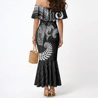 Aotearoa Maori Sea Animals Tribal Mermaid Dress Manta Ray and Shark Moko Pattern Black Color LT03 - Polynesian Pride
