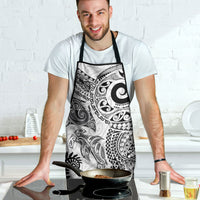 Aotearoa Maori Sea Animals Tribal Apron Manta Ray and Shark Moko Pattern White Color