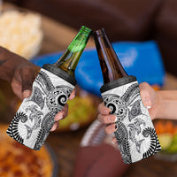 Aotearoa Maori Sea Animals Tribal 4 in 1 Can Cooler Tumbler Manta Ray and Shark Moko Pattern White Color