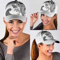 Aotearoa Maori Sea Animals Tribal Classic Cap Manta Ray and Shark Moko Pattern White Color