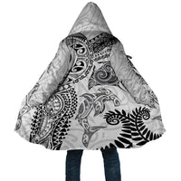 Aotearoa Maori Sea Animals Tribal Cloak Manta Ray and Shark Moko Pattern White Color