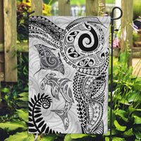Aotearoa Maori Sea Animals Tribal Garden Flag Manta Ray and Shark Moko Pattern White Color