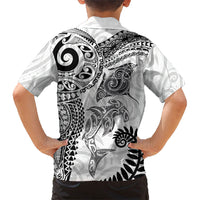 Aotearoa Maori Sea Animals Tribal Hawaiian Shirt Manta Ray and Shark Moko Pattern White Color