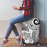 Aotearoa Maori Sea Animals Tribal Luggage Cover Manta Ray and Shark Moko Pattern White Color
