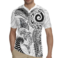 Aotearoa Maori Sea Animals Tribal Rugby Jersey Manta Ray and Shark Moko Pattern White Color