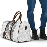 Aotearoa Maori Sea Animals Tribal Travel Bag Manta Ray and Shark Moko Pattern White Color