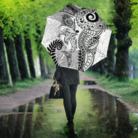 Aotearoa Maori Sea Animals Tribal Umbrella Manta Ray and Shark Moko Pattern White Color