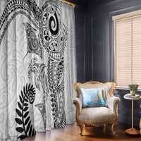Aotearoa Maori Sea Animals Tribal Window Curtain Manta Ray and Shark Moko Pattern White Color