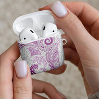 Aotearoa Maori Sea Animals Tribal AirPods Case Manta Ray and Shark Moko Pattern Pink Color