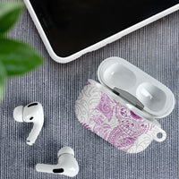 Aotearoa Maori Sea Animals Tribal AirPods Case Manta Ray and Shark Moko Pattern Pink Color