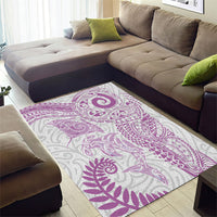 Aotearoa Maori Sea Animals Tribal Area Rug Manta Ray and Shark Moko Pattern Pink Color