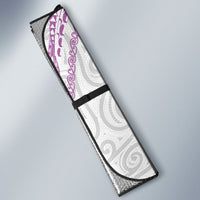 Aotearoa Maori Sea Animals Tribal Auto Sun Shade Manta Ray and Shark Moko Pattern Pink Color