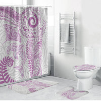 Aotearoa Maori Sea Animals Tribal Bathroom Set Manta Ray and Shark Moko Pattern Pink Color