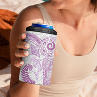Aotearoa Maori Sea Animals Tribal 4 in 1 Can Cooler Tumbler Manta Ray and Shark Moko Pattern Pink Color